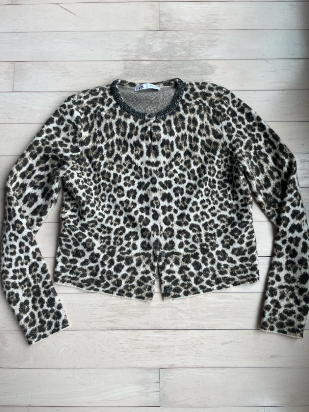 Zara Leopard Print Cardigan - Black, Cream, Brown